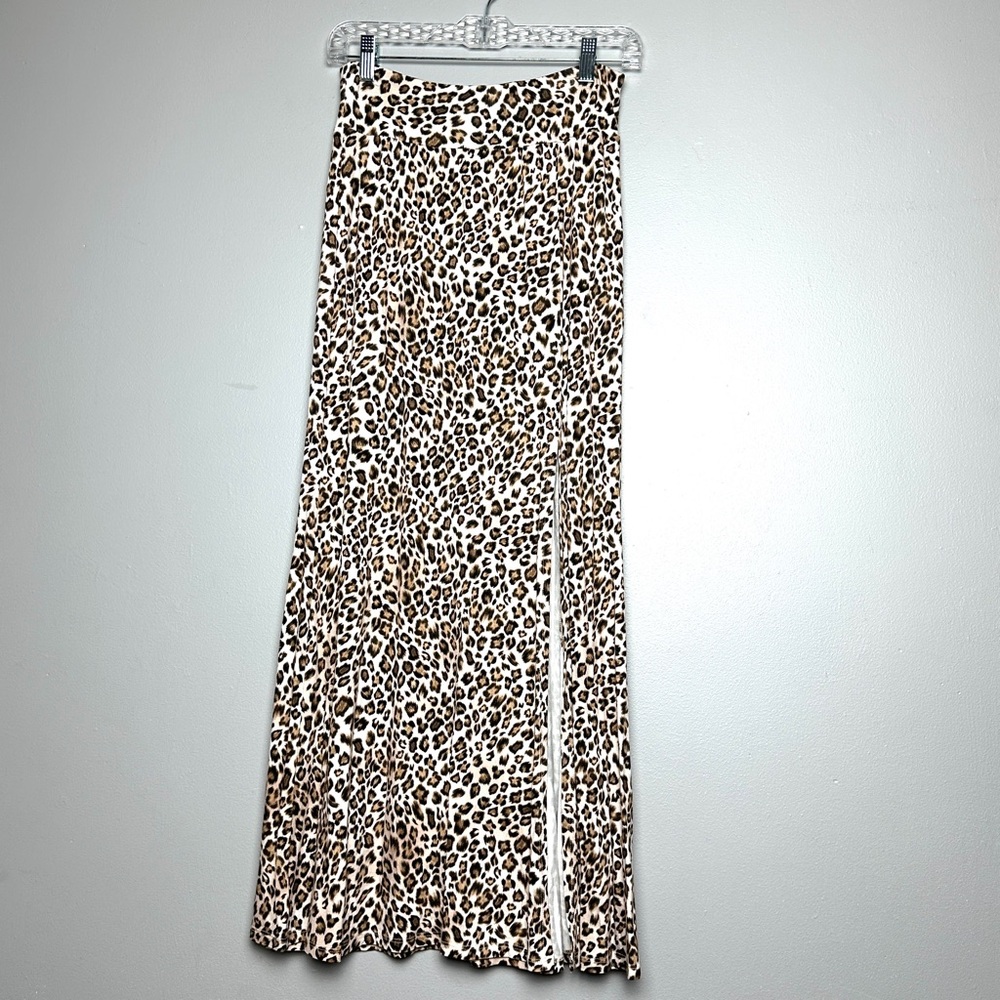 Vintage Kane Animal Print Maxi Skirt With Side Slit Size XS